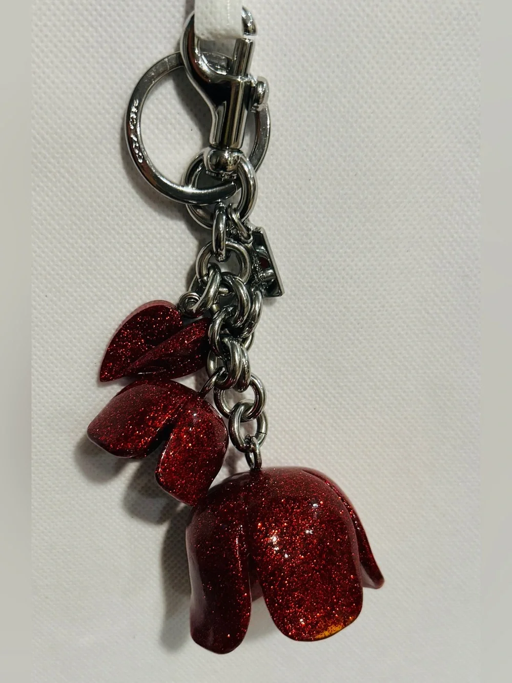 Coach Red Glitter Flower Charm